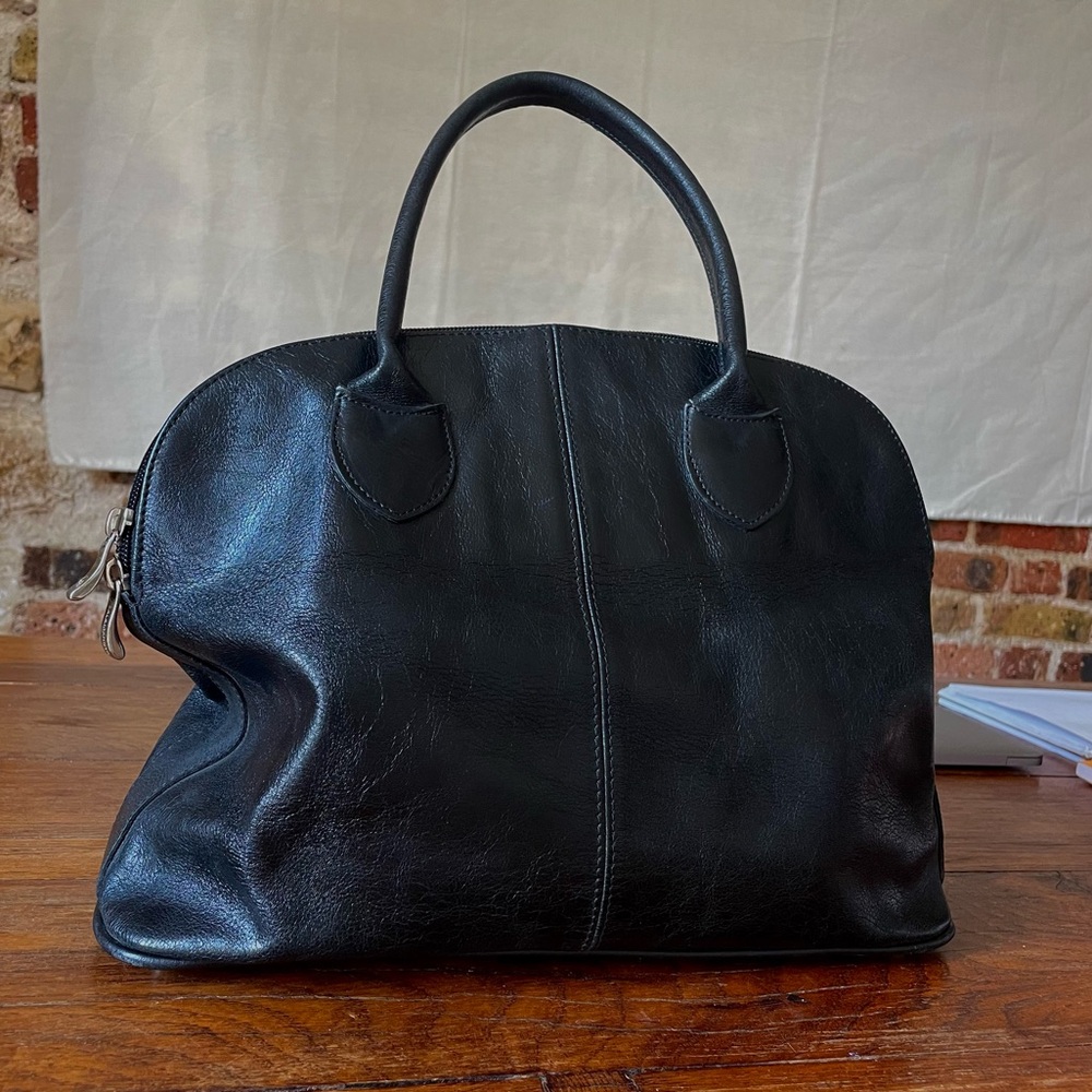 Sophisticated Black Leather Satchel
